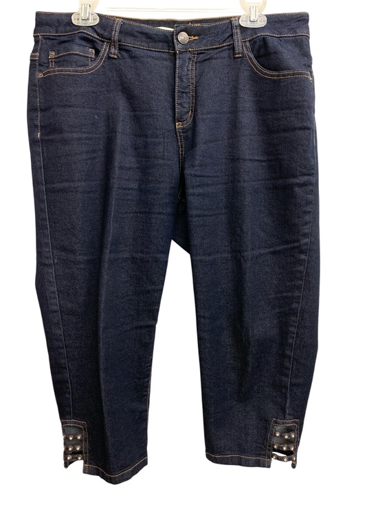 cleo Pants - cleo Dark Wash Denim Cropped Capris with Stud Accents Size L
